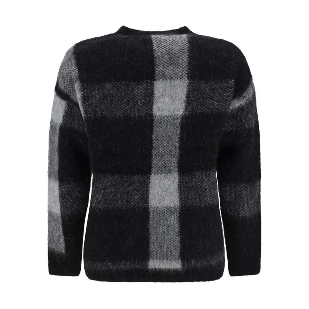 Emporio Armani Geruite Wollen Trui Ribbel Hals Gray Heren