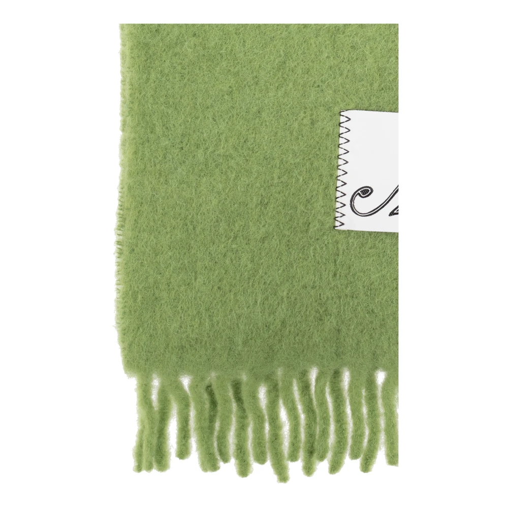 Marni Wollen sjaal met logo Green Dames