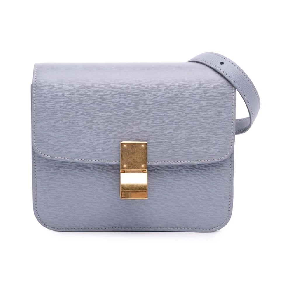 Celine Vintage Women's Purple Pre-Owned Structured Shoulder Bag With Adjustable Strap For