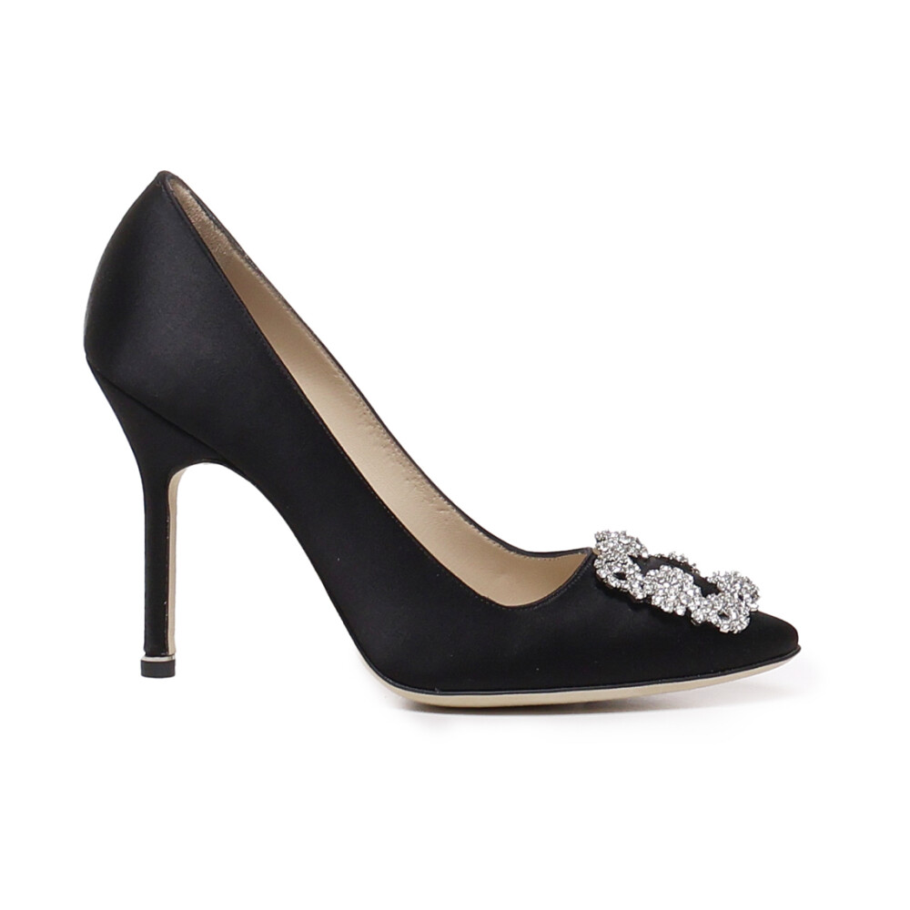 Escarpins Noirs avec Boucle en Cristal Manolo Blahnik Femme Miinto