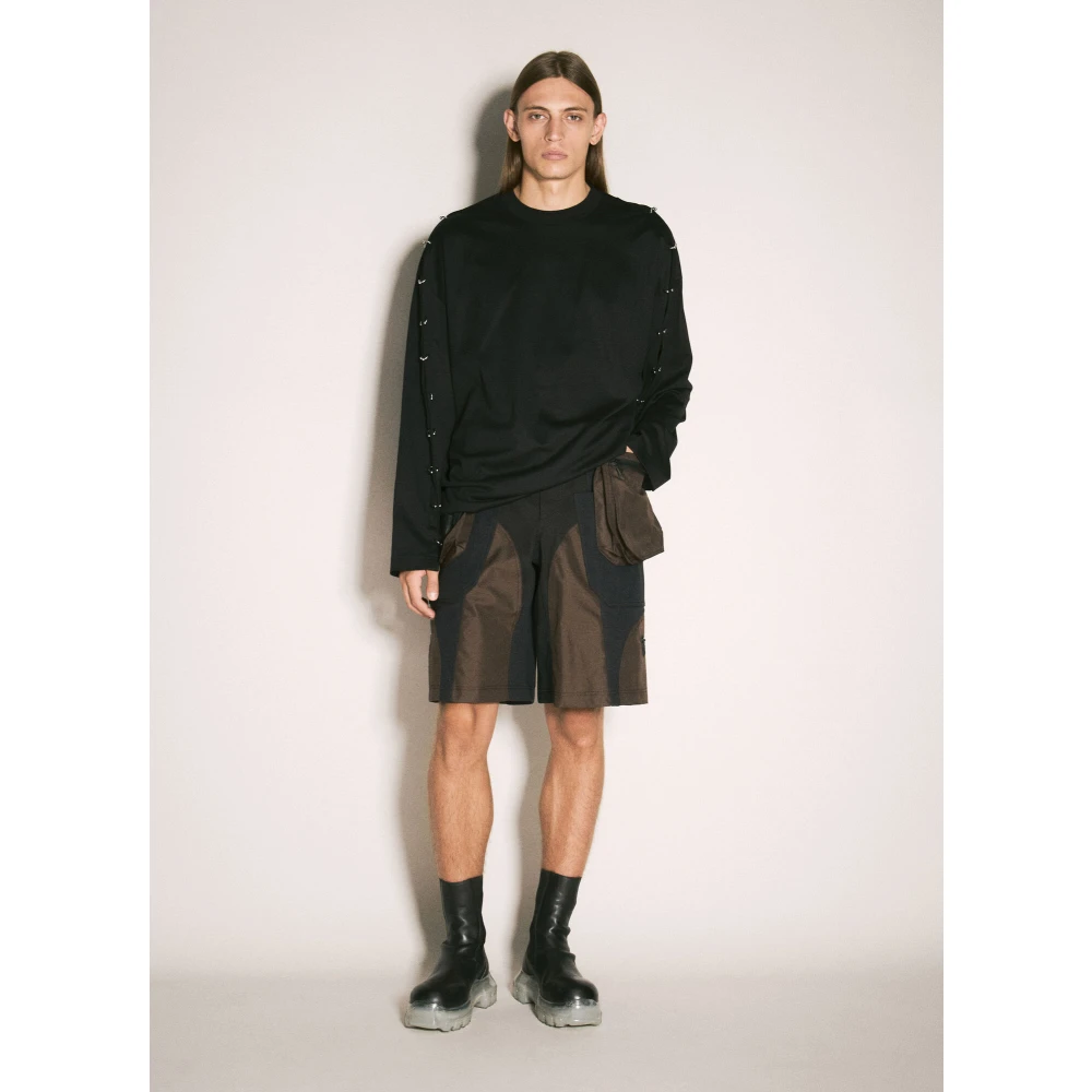Mugler Contrast Weave Cargo Shorts Black Heren