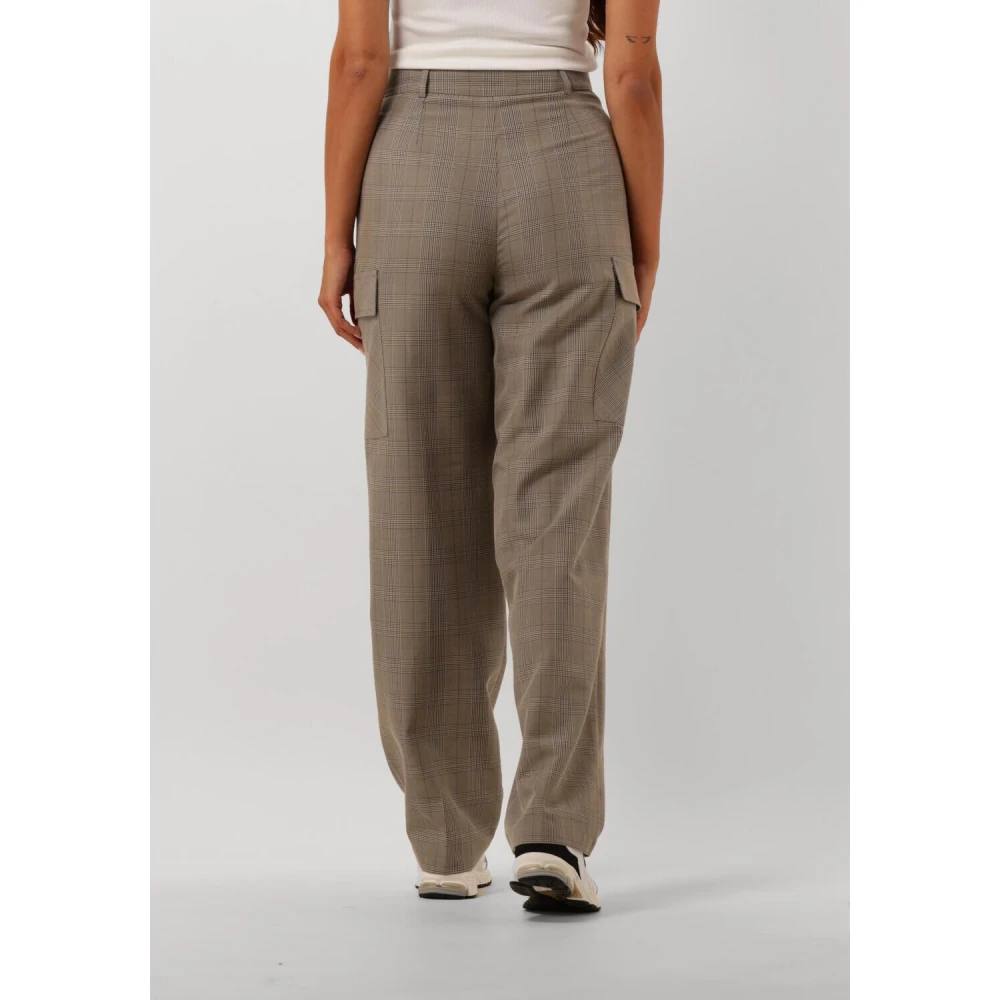 Alix The Label Geweven Cargobroek met Ruitpatroon Brown Dames