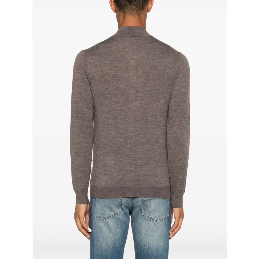 Fedeli Wol Zip Sweater Favonio Open Style Brown Heren