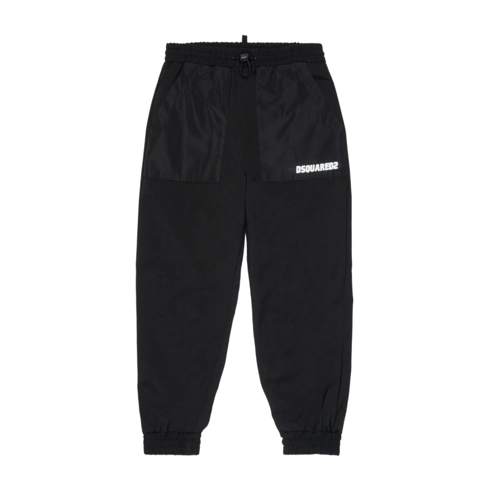 Dsquared2 Boys Black Sweatpants, 12 Y, Pantalone In Felpa Con Logo
