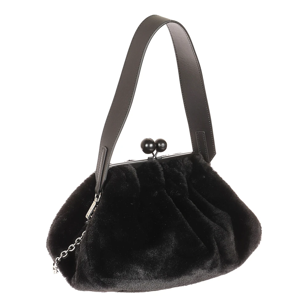 Max Mara Weekend Clutchtas van imitatiebont met afneembare handgreep Black Dames