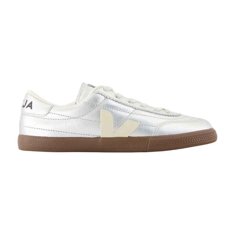 Veja Women's Gray Sneakers, 7 Uk, Silver Leather Trainers - Panenka Style