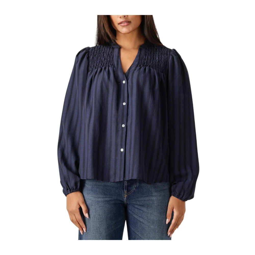 Co'Couture Lulu Smock V-shirt Blouse Blue Dames