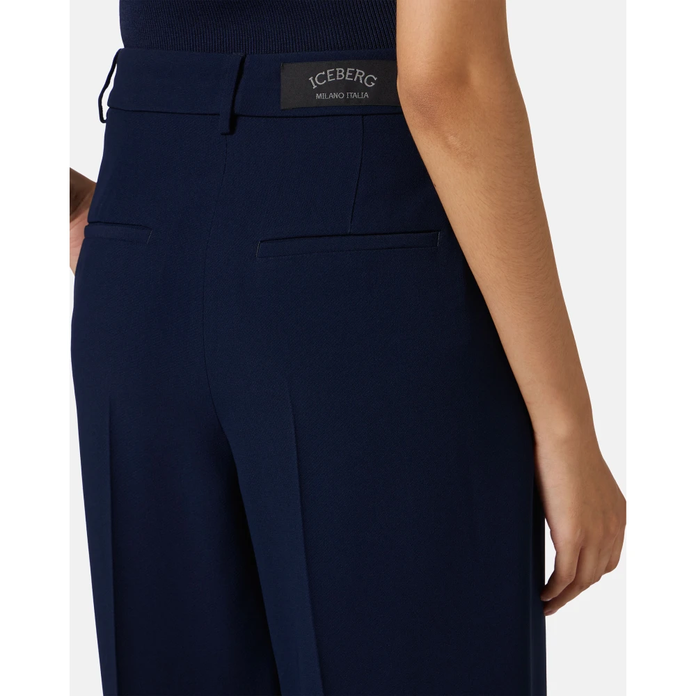 Iceberg Wijde blauwe broek op maat in cadi met kleermakersdetail Blue Dames