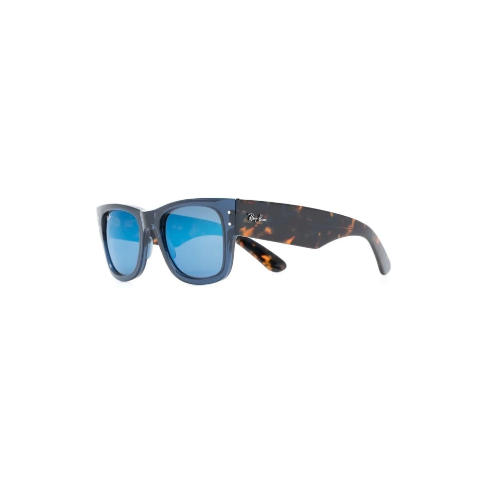 Ray-Ban Sunglasses Rb0840s Mega Wayfarer 663804 Transp Blue Havana Blue Mirror - Image 2