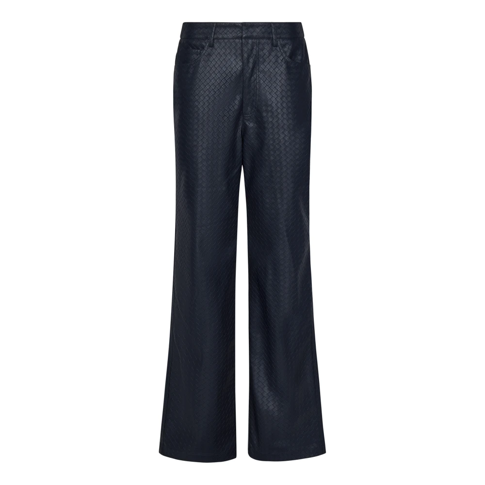 Rotate Birger Christensen Blauwe Straight Leg Broek van Imitatieleer Blue Dames