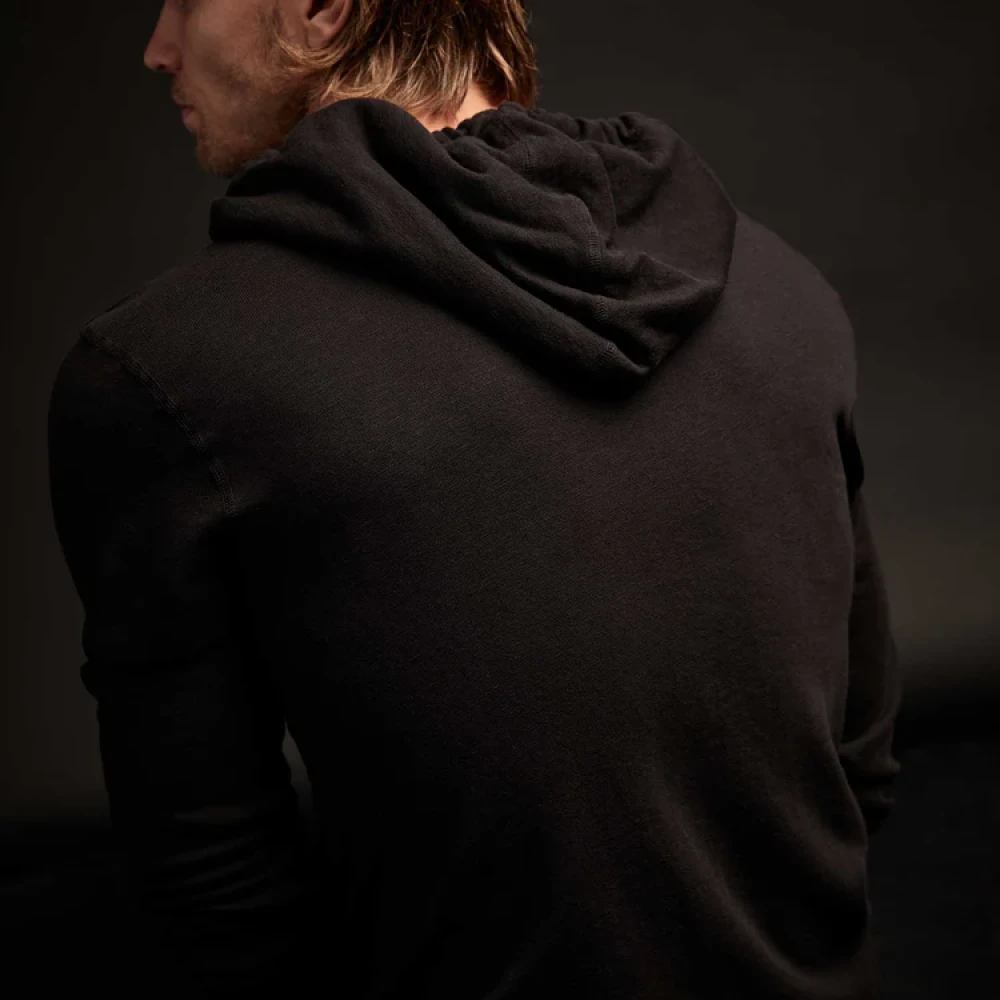 James Perse Vintage Terry Zip Up Hoodie Black Heren