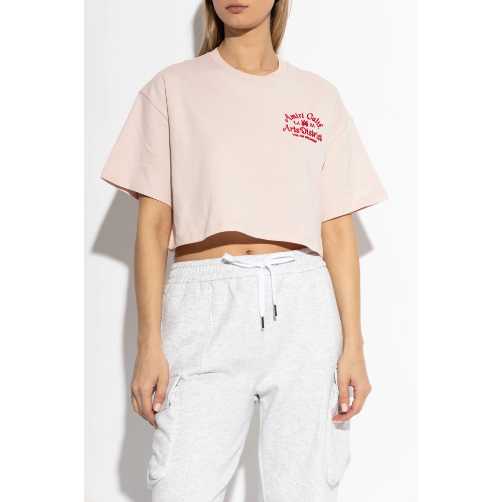 Amiri Gestreept T-shirt Pink Dames