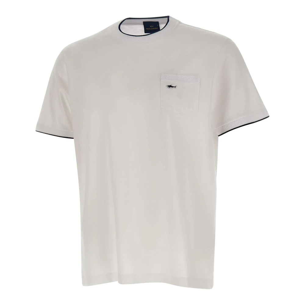 Paul & Shark Double Mercerised Cotton T-Shirt - Male - T-Shirts - White - M - Tops