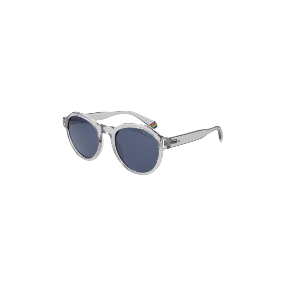 Polaroid Unisex Gray Clear Frame Round Sunglasses Uv Protection
