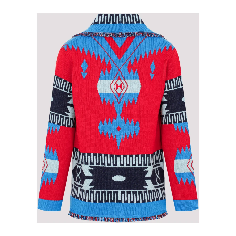 Alanui Geometrische Jacquard Cardigan Rode Sweater Multicolor Heren