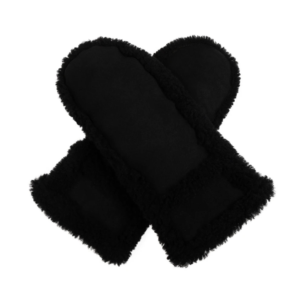 Yves Salomon Leren handschoenen Black Dames