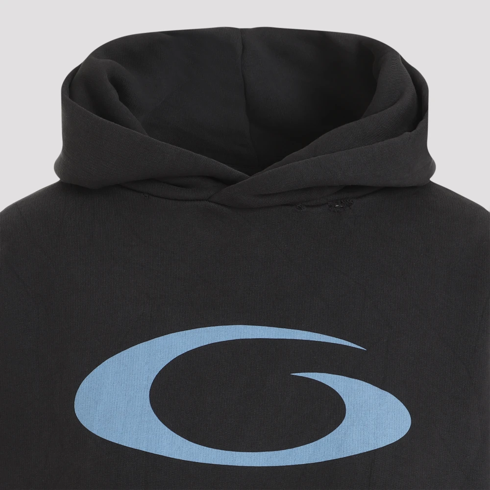 Balenciaga Zwart Blauw Cropped Hoodie Black Dames