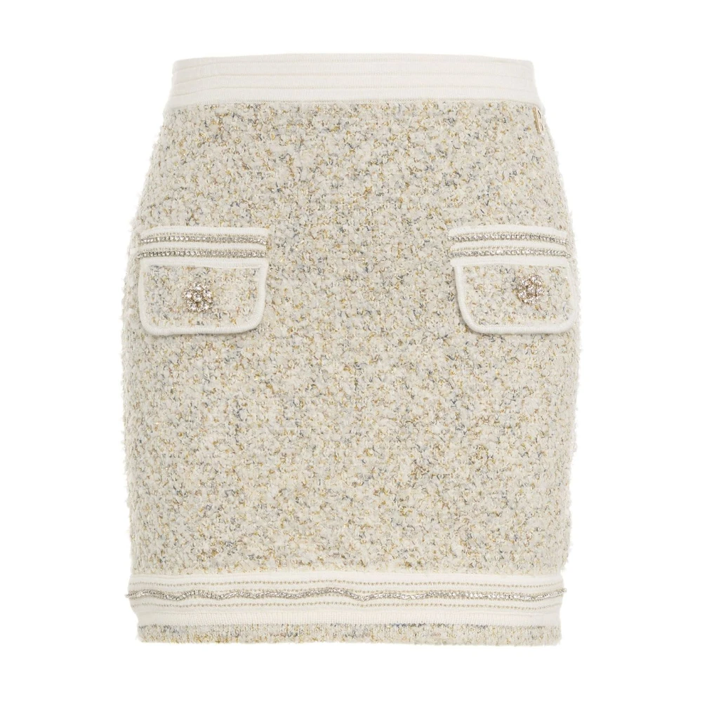 Blugirl Beige Glitter Mini Rok Franje Beige Dames