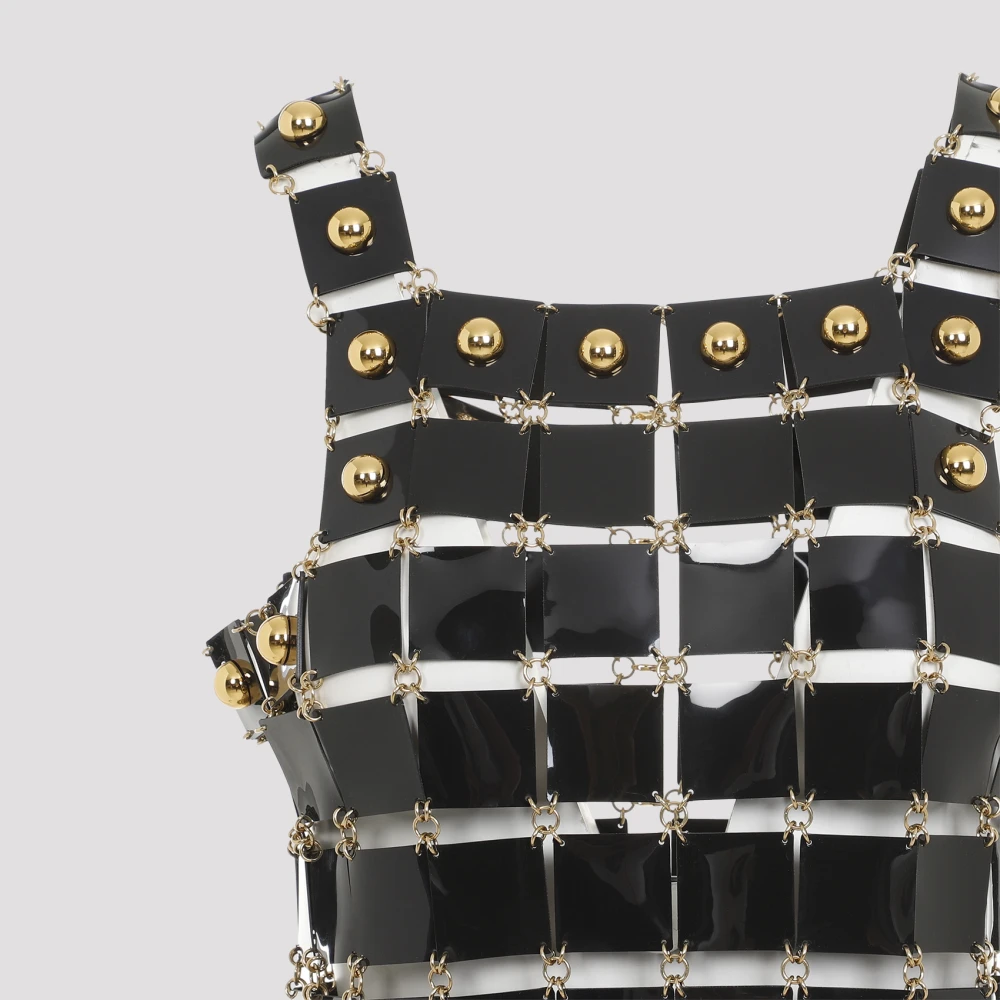 Paco Rabanne Zwarte Vinyl Jurk Moderne Godin Stijl Black Dames