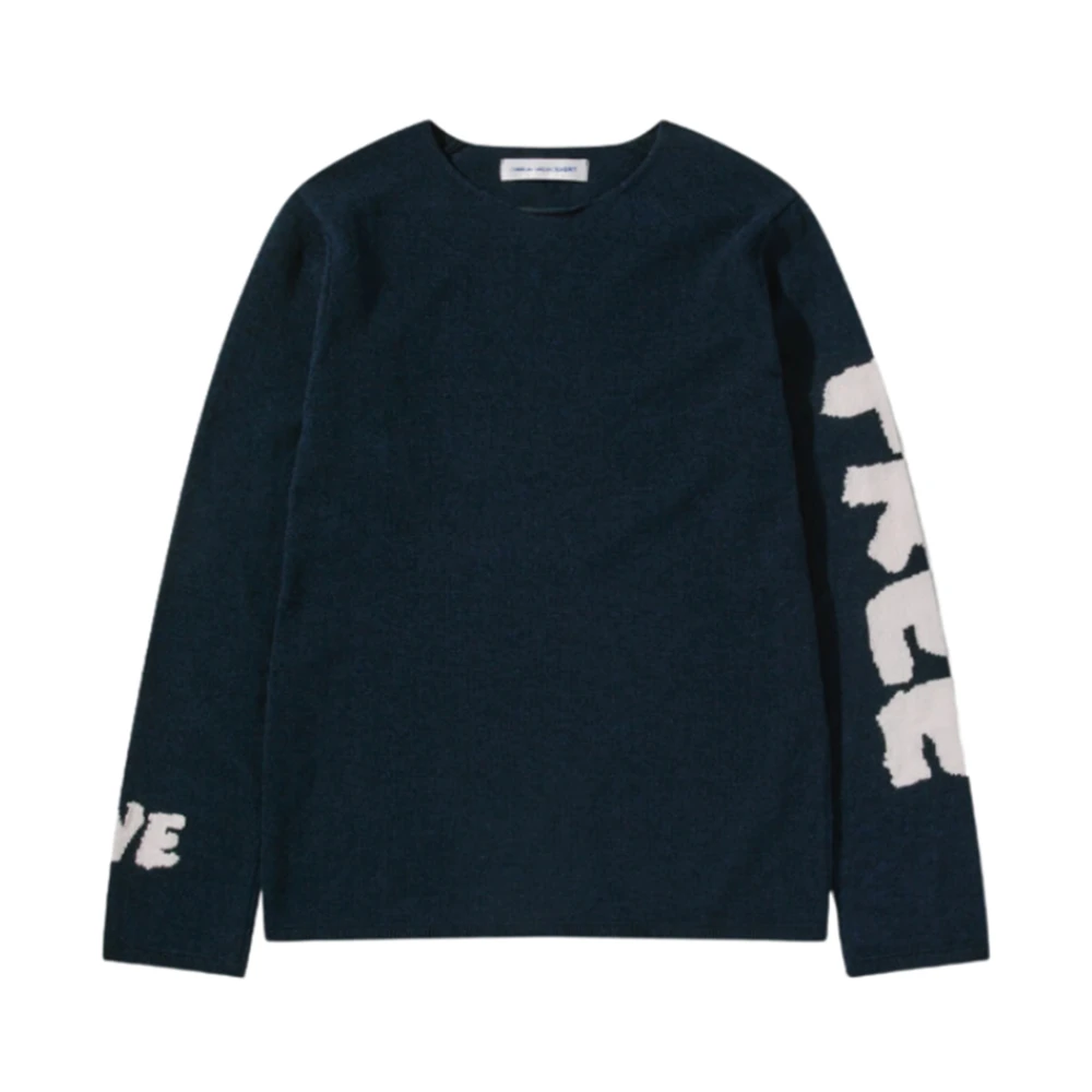 Comme des Garçons Navy Blauwe Wollen Trui Blue Heren