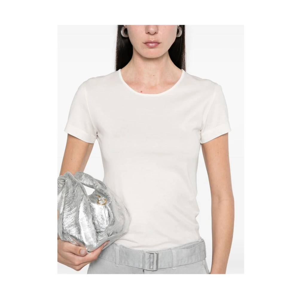Lemaire Beige Crew Neck Short Sleeve T-shirt White Dames