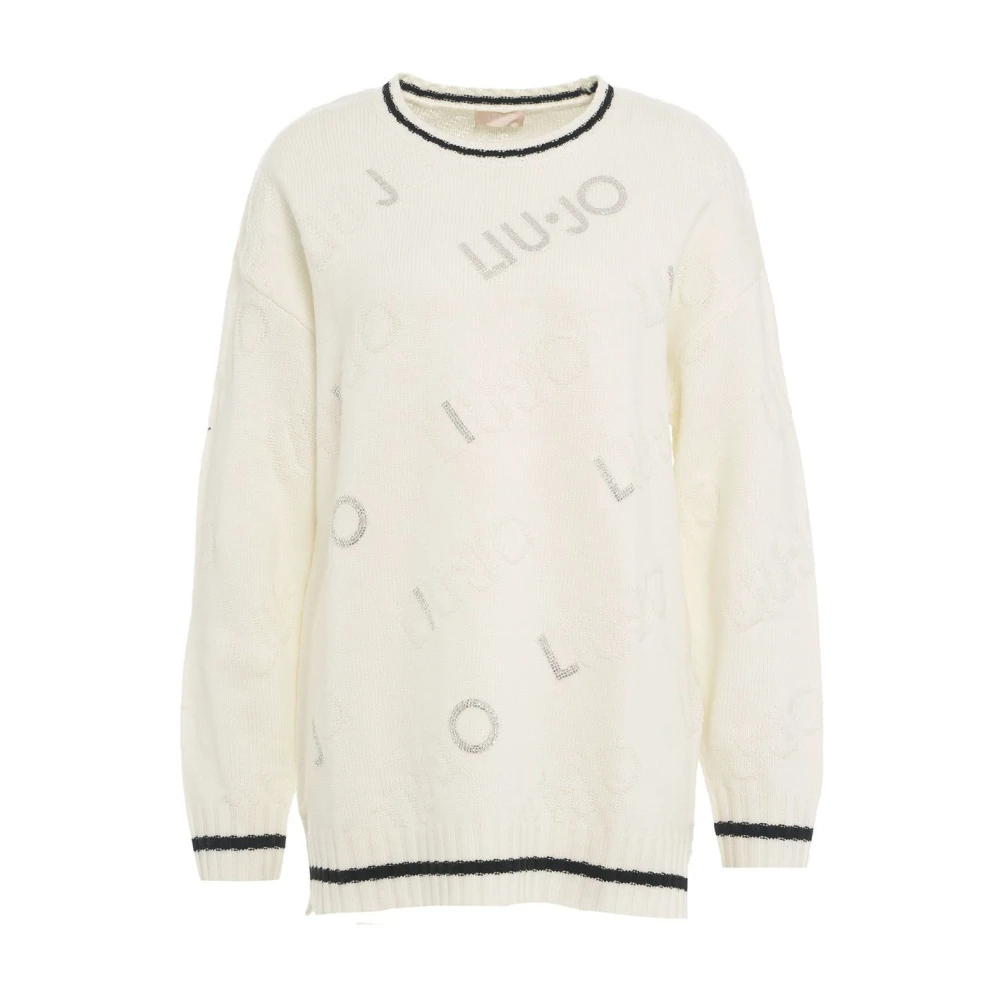 Liu Jo Logo Detail Gebreide Trui met Glitter White Dames