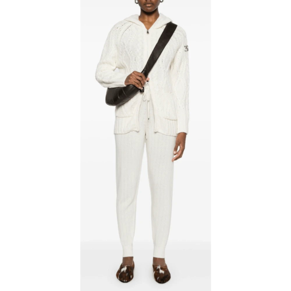 Ermanno Scervino Witte Pointelle-Gebreide Broek met Strepen White Dames