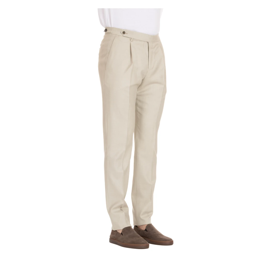 PT Torino Gentleman Fit Wol-Zijde-Linnen Broek Beige Heren
