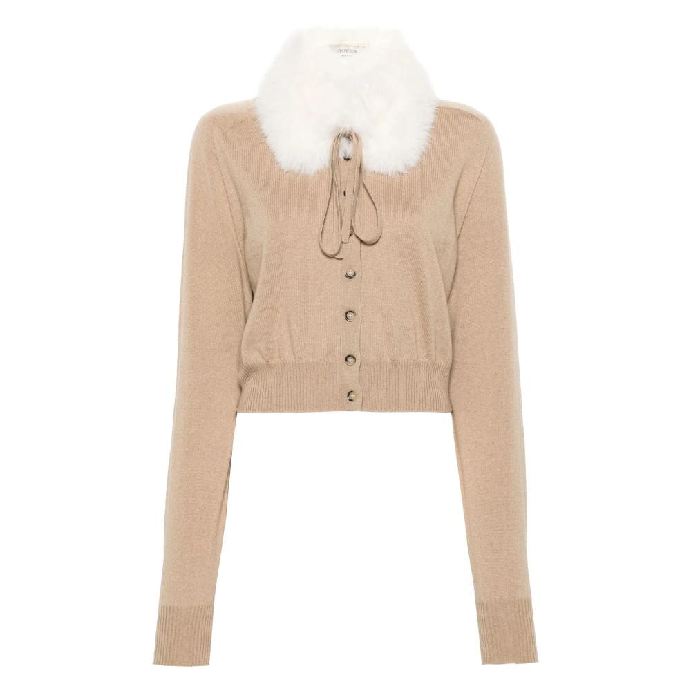 SPORTMAX Bont Trim Crop Sweater Brown Dames