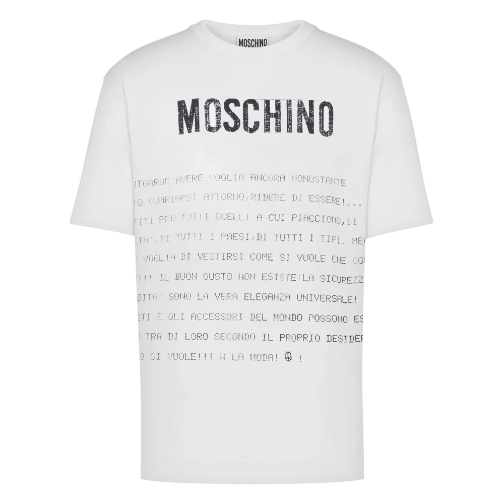 Moschino Men's White Crew Neck T-Shirt With Logo Medium