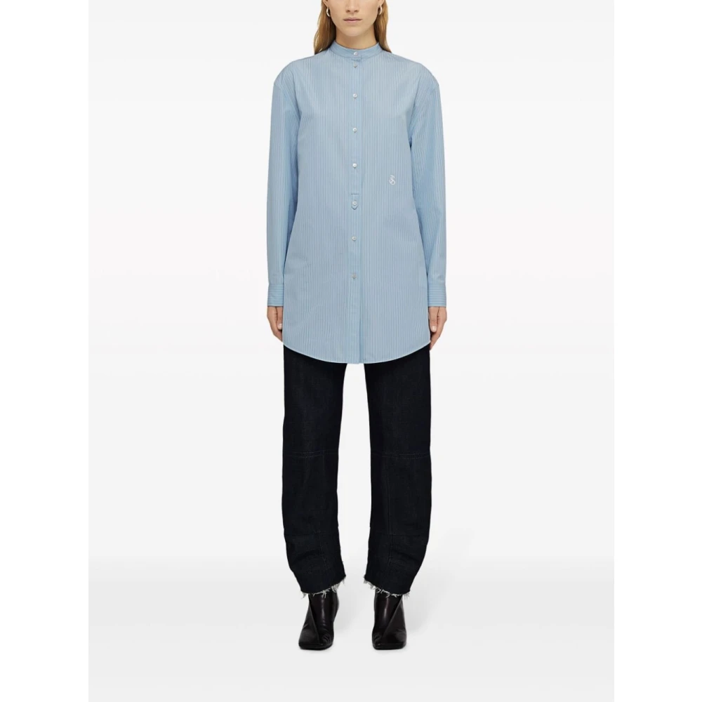 Jil Sander Lichtblauw Katoenen Overhemd Blue Dames