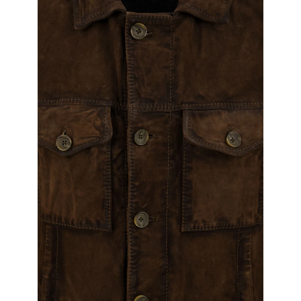 The Jack Leathers Bruine Gebreide Leren Jas Samu Model Brown Heren