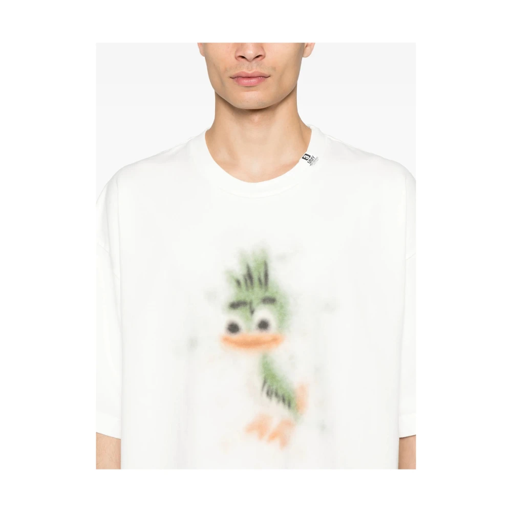 Mihara Yasuhiro Wit Crew Neck Slogan Print T-shirt White Heren