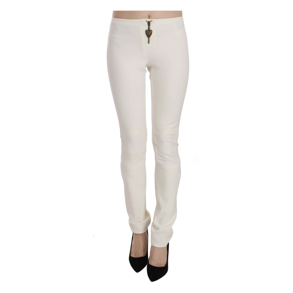 Just Cavalli White Mid Waist Skinny Dress Trousers Pants White, Dam