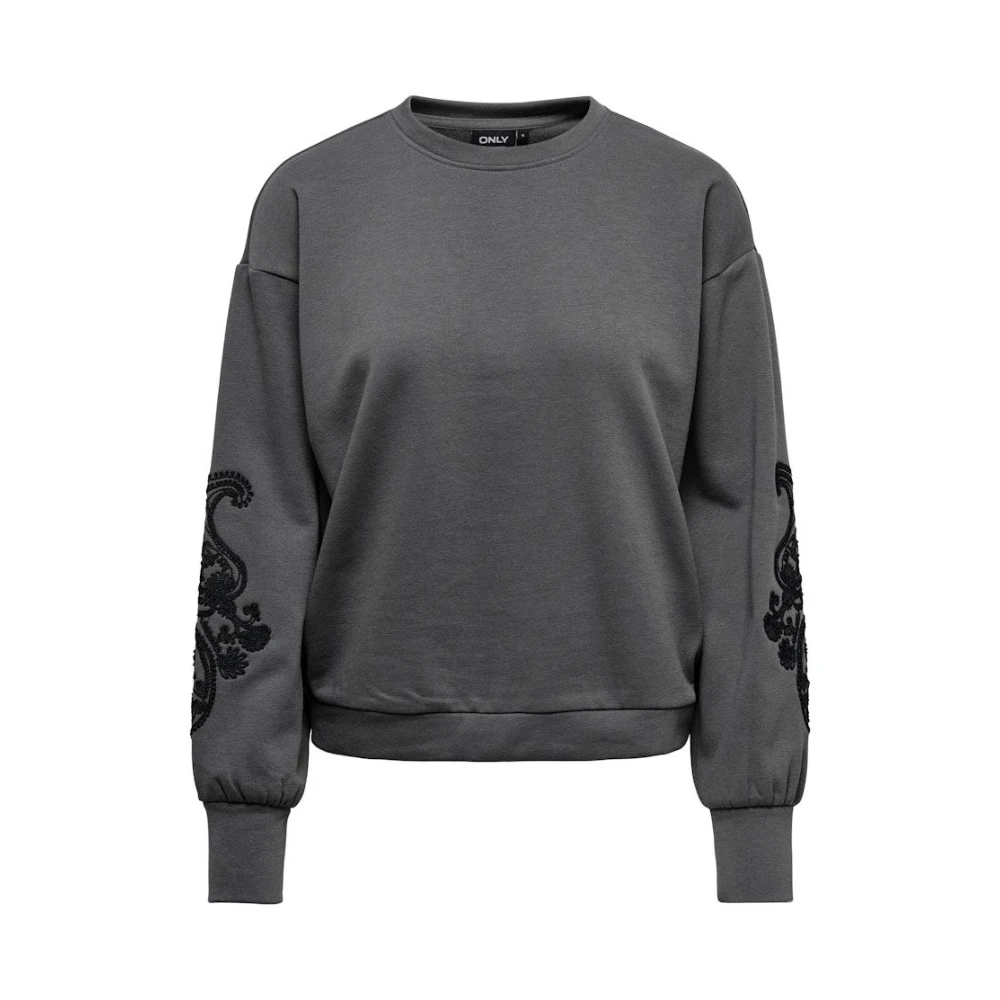 Only Geborduurde Sweater Magneet Paisley Ontwerp Gray Dames