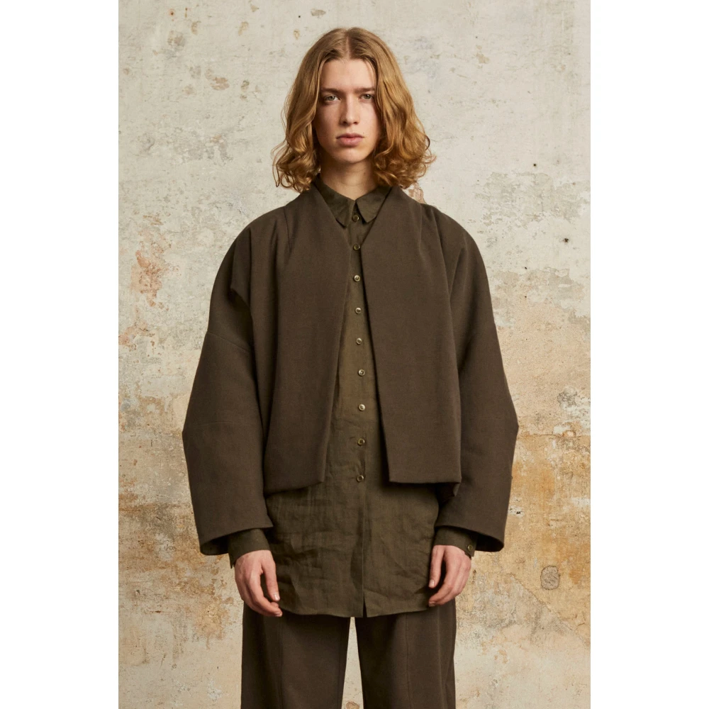 Cortana Dennis oversized shirt in zwart ramie Black Dames