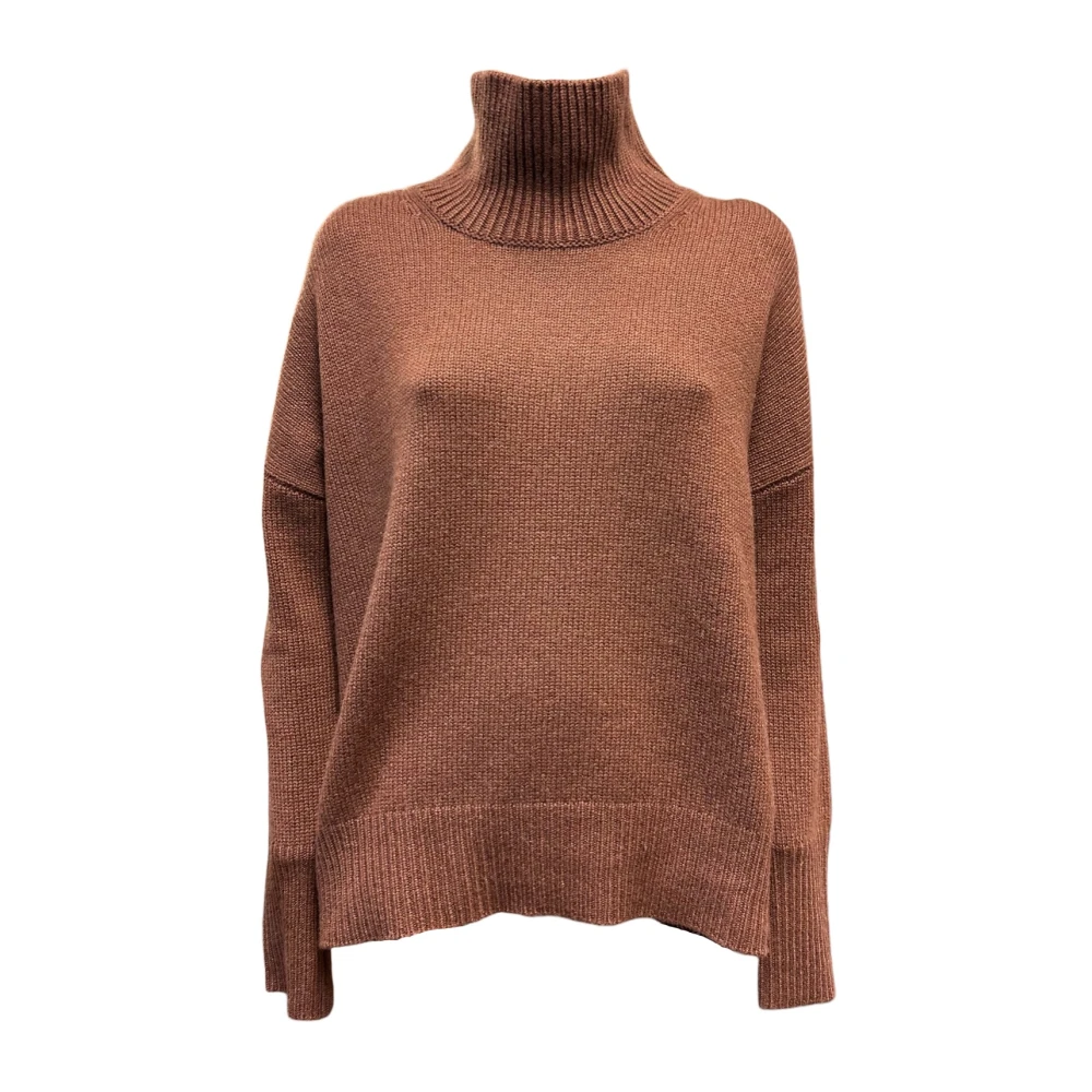 Lisa Yang Heidi Sweater met Opstaande Kraag Brown Dames