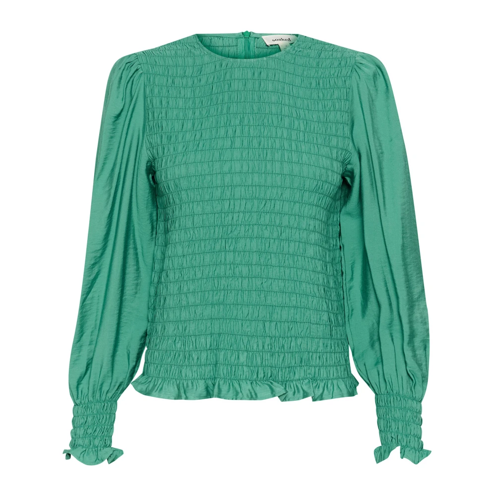 Soaked in Luxury Puffärm Smock Blus Flaskegrön Green, Dam