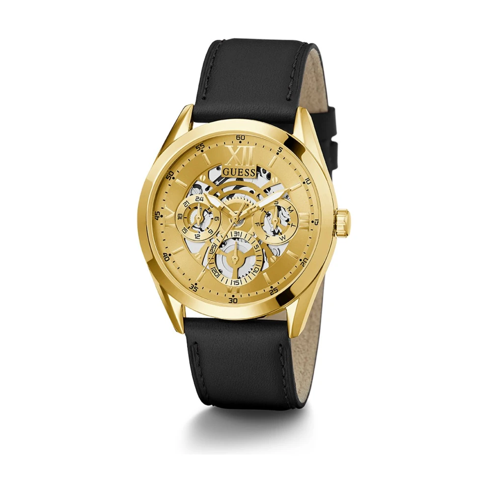 Guess Herrklocka Multifunktionsklocka Tailor svart, guld 42 mm Gw0389G2 Yellow, Herr