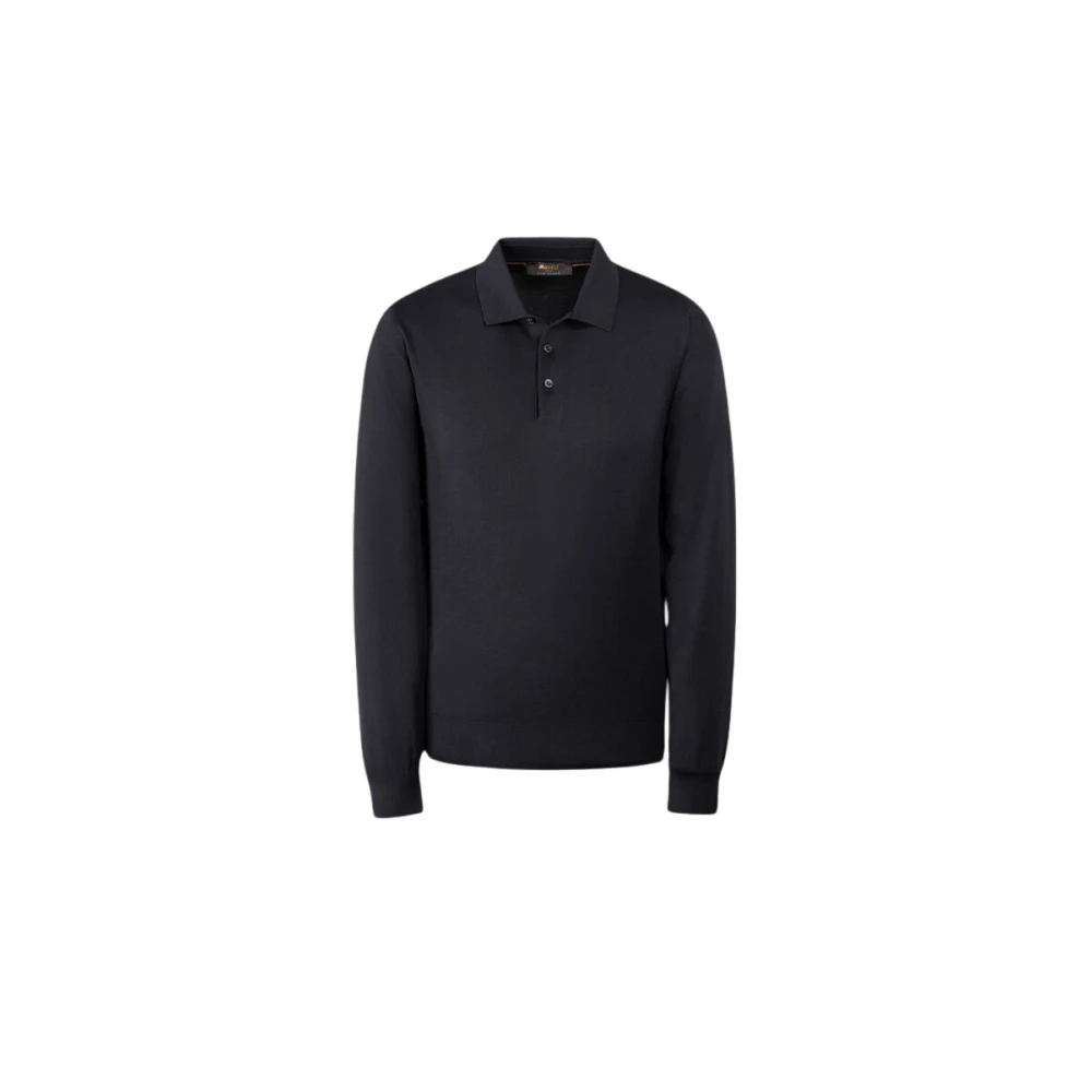 Moorer Men's Blue Round-Neck Knitwear, L, Alonso Polo Knit