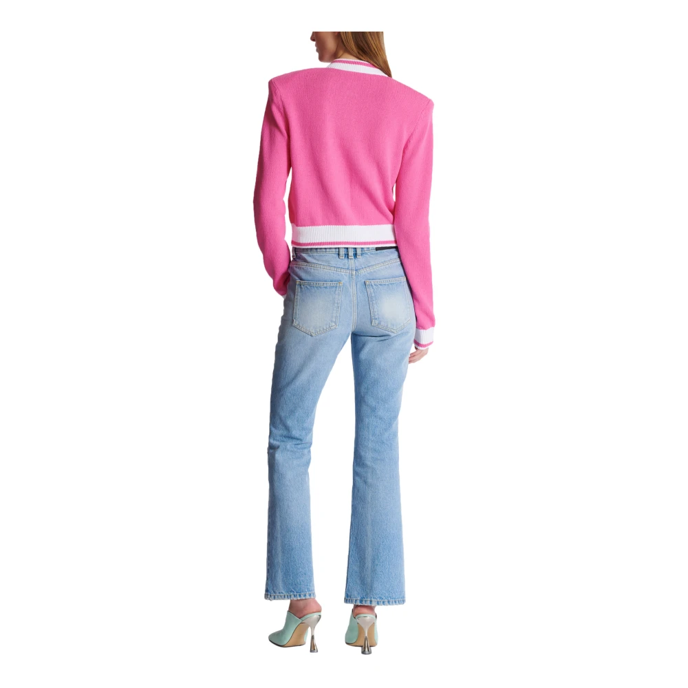 Balmain Handtekening gebreide vest Pink Dames