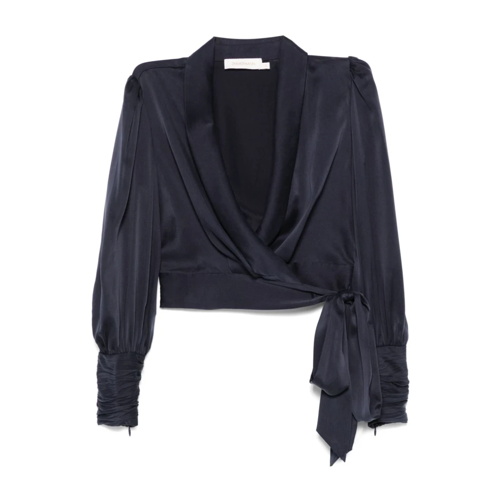 Zimmermann Blauwe Zijden Wrap Top Blue Dames