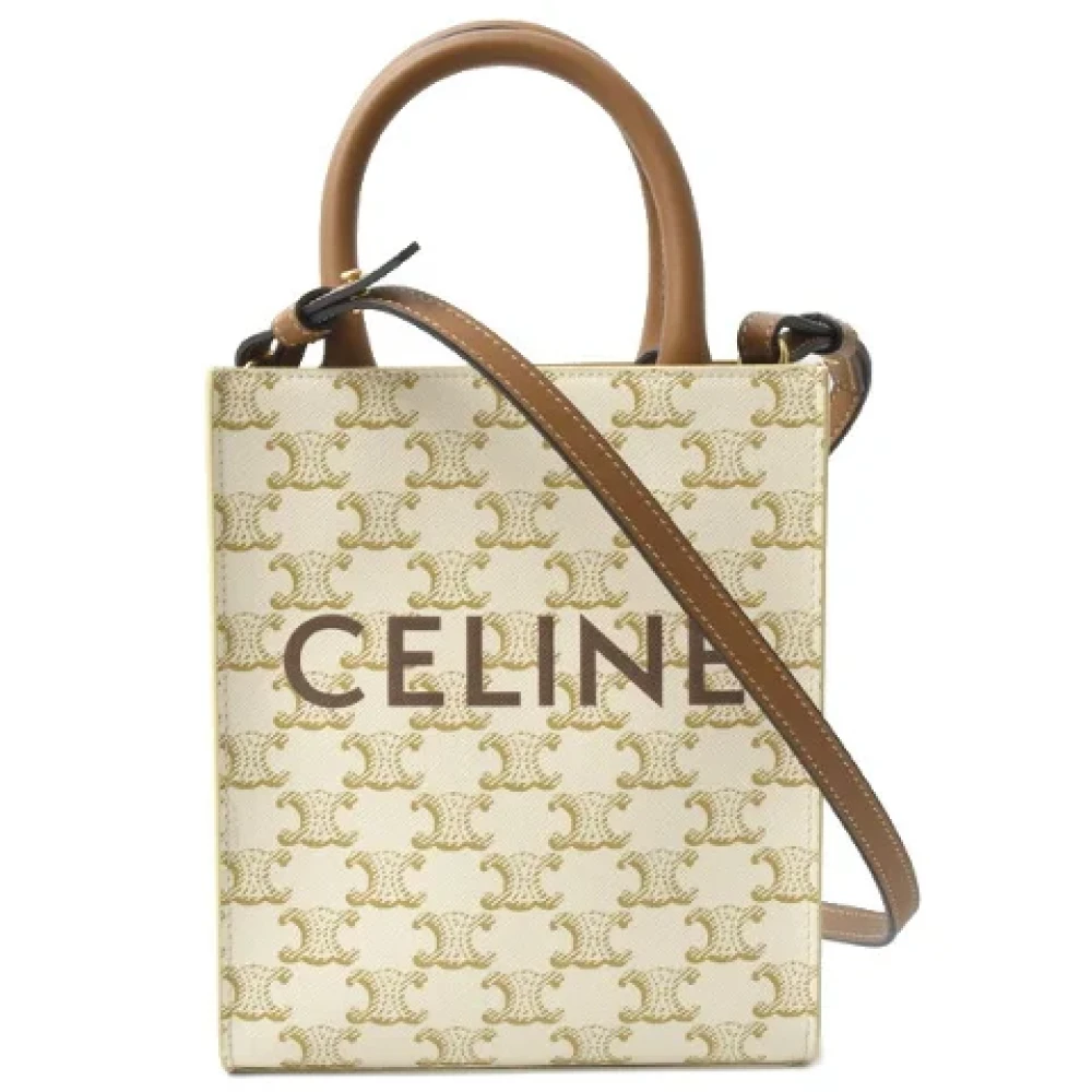 Celine Vintage Pre-owned Canvas handbags Beige Dames