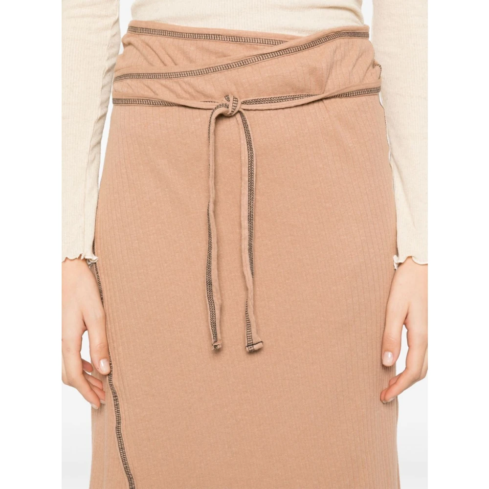 Baserange Geribbelde Midi Rok Bruin Neutraal Brown Dames