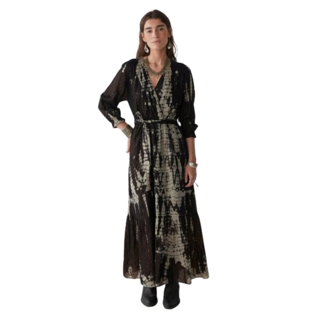 Maison Hotel Tie-Dye Maxi Jurk met Cross-Neck Blue Dames