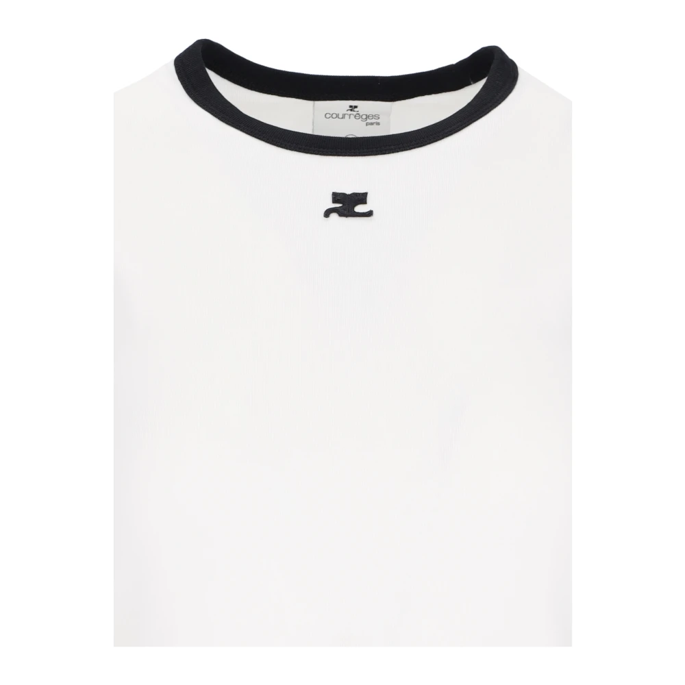 Courrèges Wit Logo T-shirt met Contrastdetails White Dames