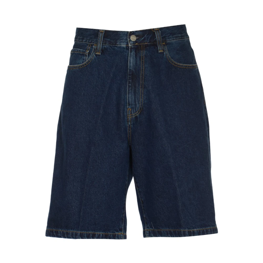 Carhartt Wip Men's Blue Denim Shorts, W29, Denim Shorts With Abrasive Stone Wash