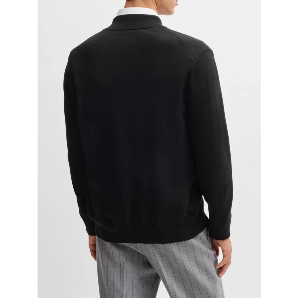 Hugo Boss Zwarte Gebreide Trui Black Heren