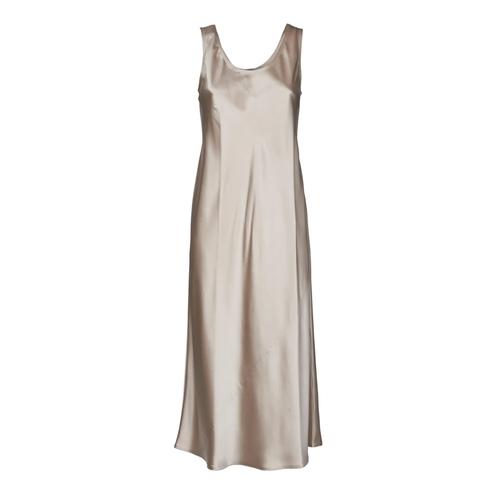 Max Mara Zijden Midi Jurk met Ronde Halslijn Gray Dames