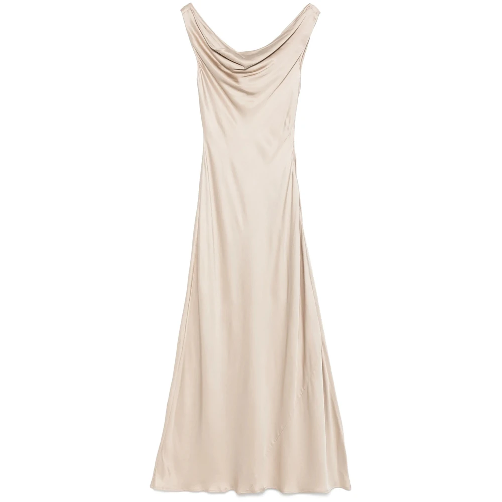 By Malina Beige Cowl Neck Mouwloze Lange Jurk Beige Dames